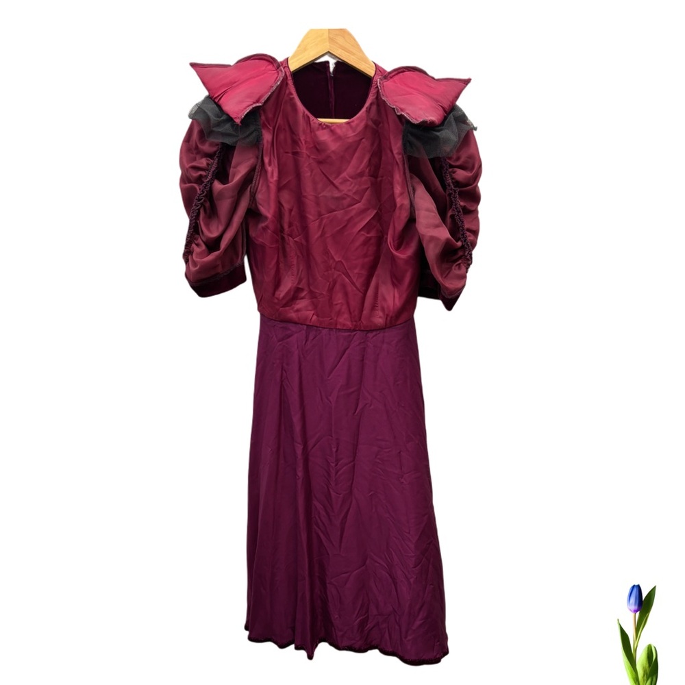 Vintage Burgundy Velvet Dress NUIT PETITES Union Made U.S.A. Size 6 - Picture 8 of 11